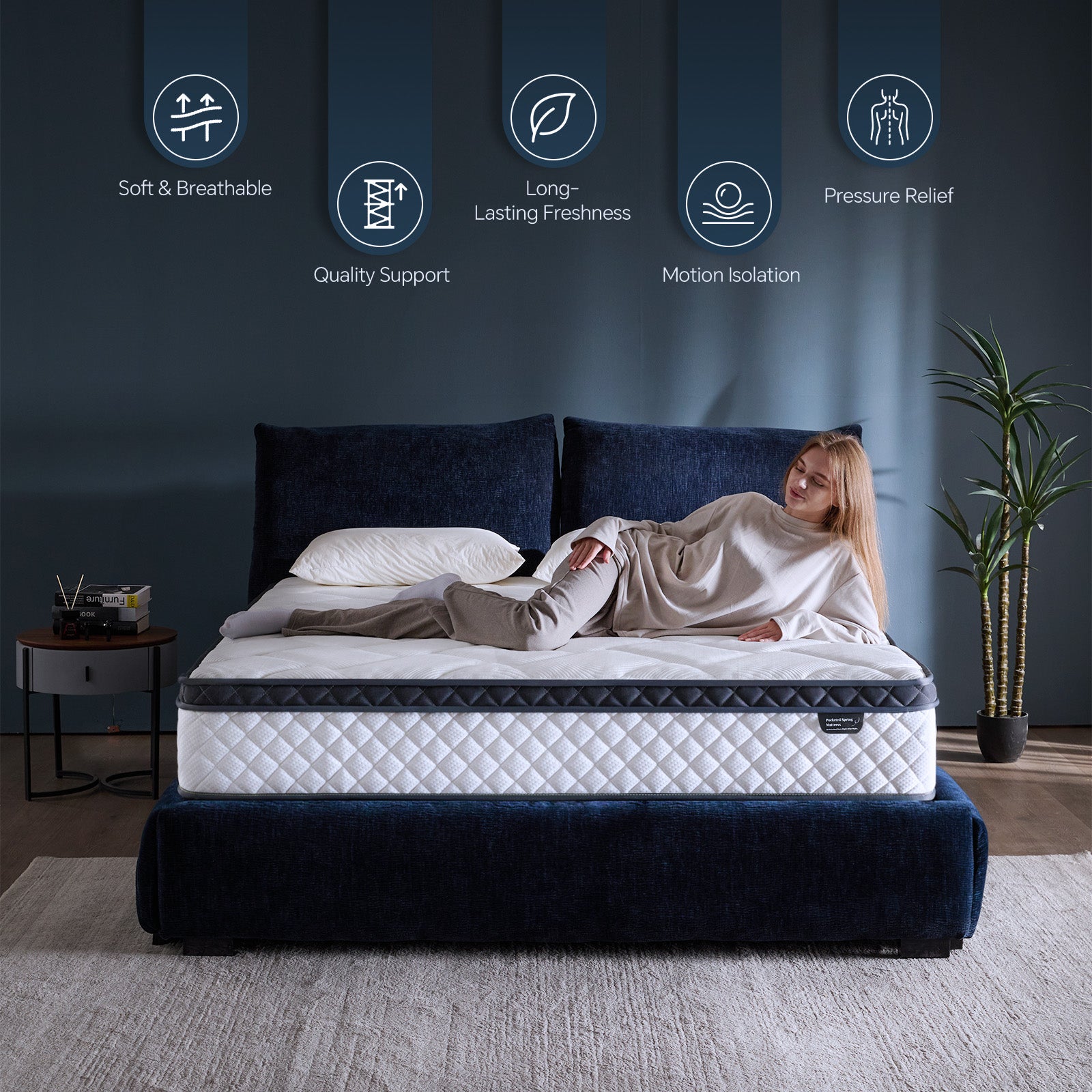 Blinddarm Queen/Full/King/Twin Mattress, 10/12/14 inch Hybrid Memory Foam Mattress in a Box, Individual Pocket Spring, Medium Firm, CertiPUR-US