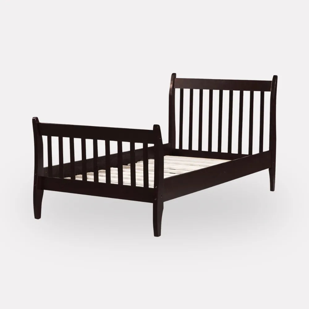 Twin Wood Platform Bed Frame with Wood Slat Support – Modern Design – Espresso