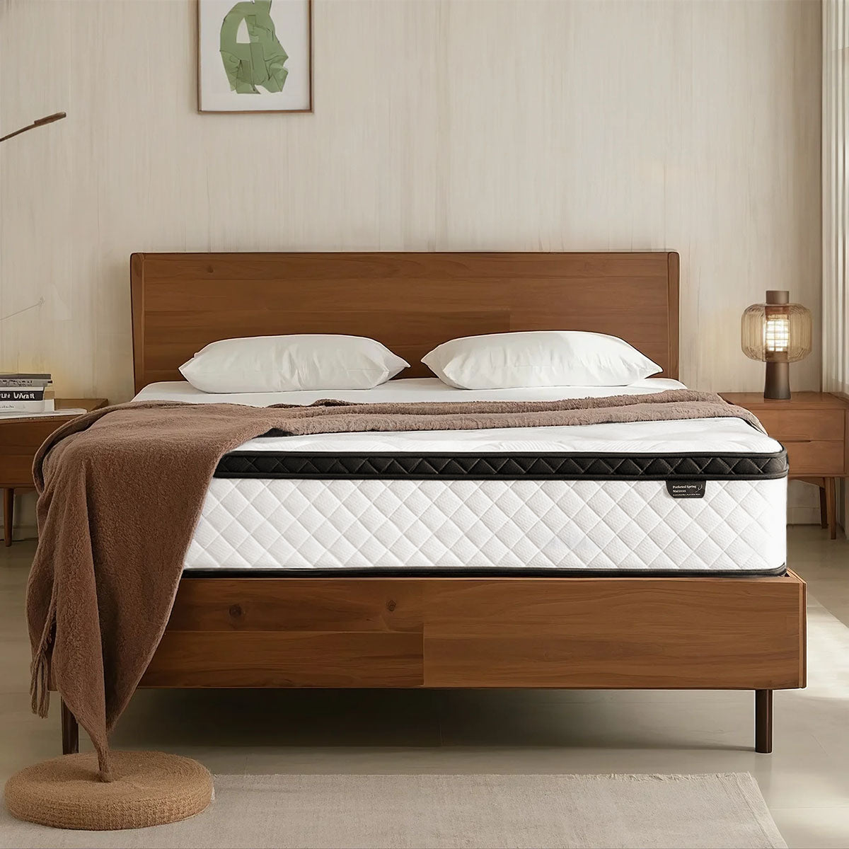 Hybrid Mattress, 10 & 12 Inch Hybrid Mattress in a Box, Memory Foam Pocket Coils Innerspring Mattresses, Fiberglass Free, Pressure Relief, Medium Firm