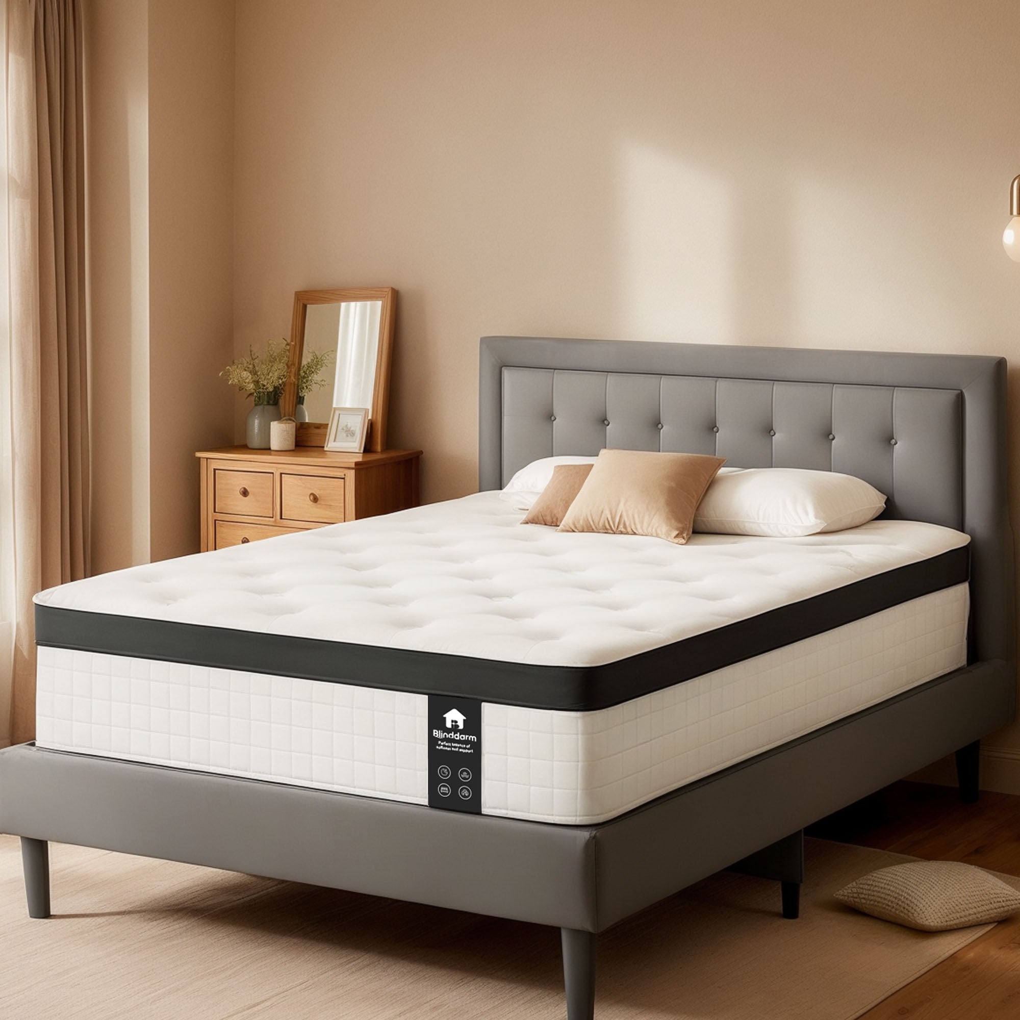 Blinhddarm 12" Hybrid Mattress Medium Firm Euro Top Mattress