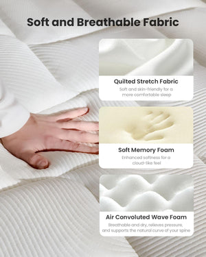 Blinddarm 12" Hybrid Memory Foam Mattress in a Box, CertiPUR-US - Blinddarm