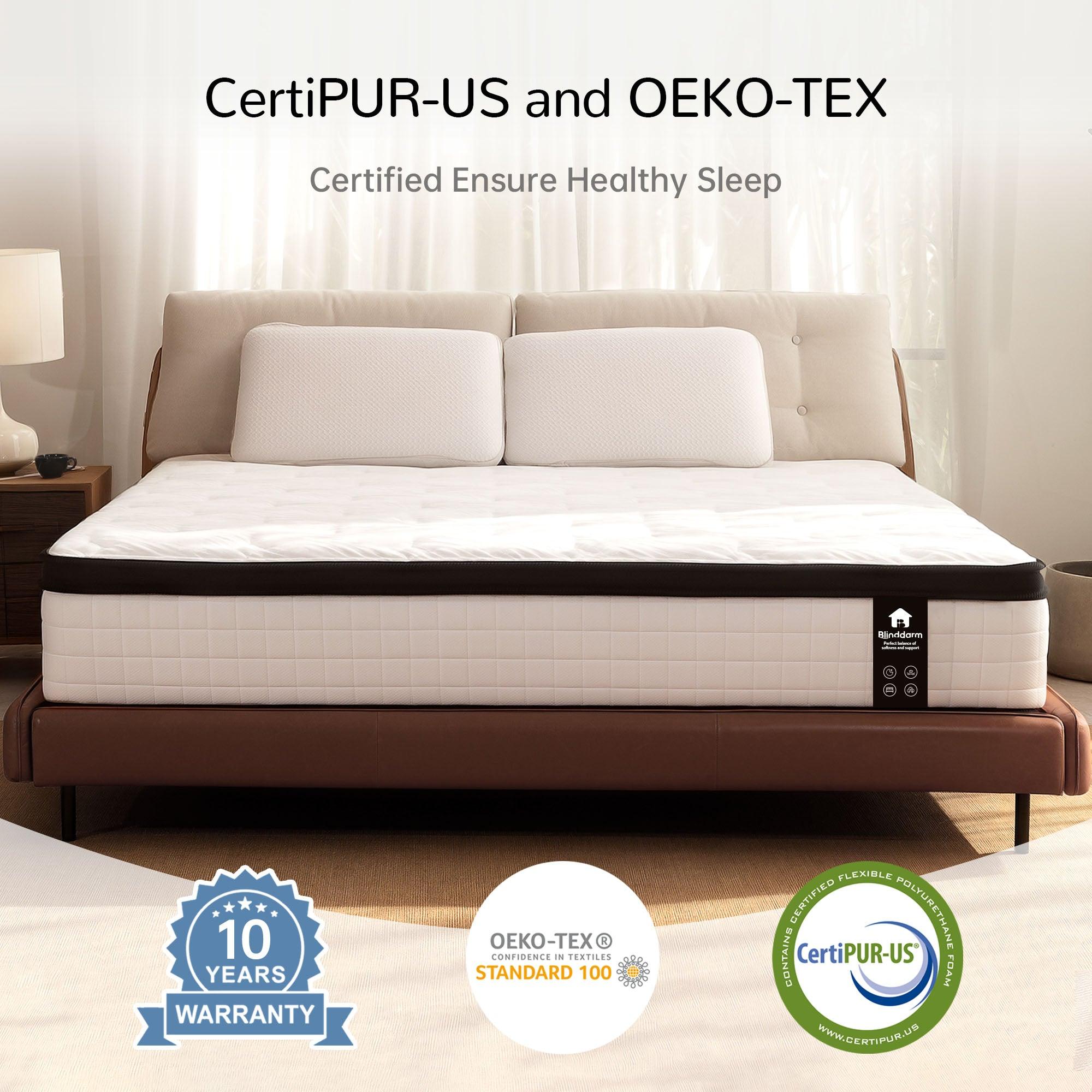 Blinddarm 12" Hybrid Memory Foam Mattress, Medium Firmness, Mattress in A Box, CertiPUR-US - Blinddarm