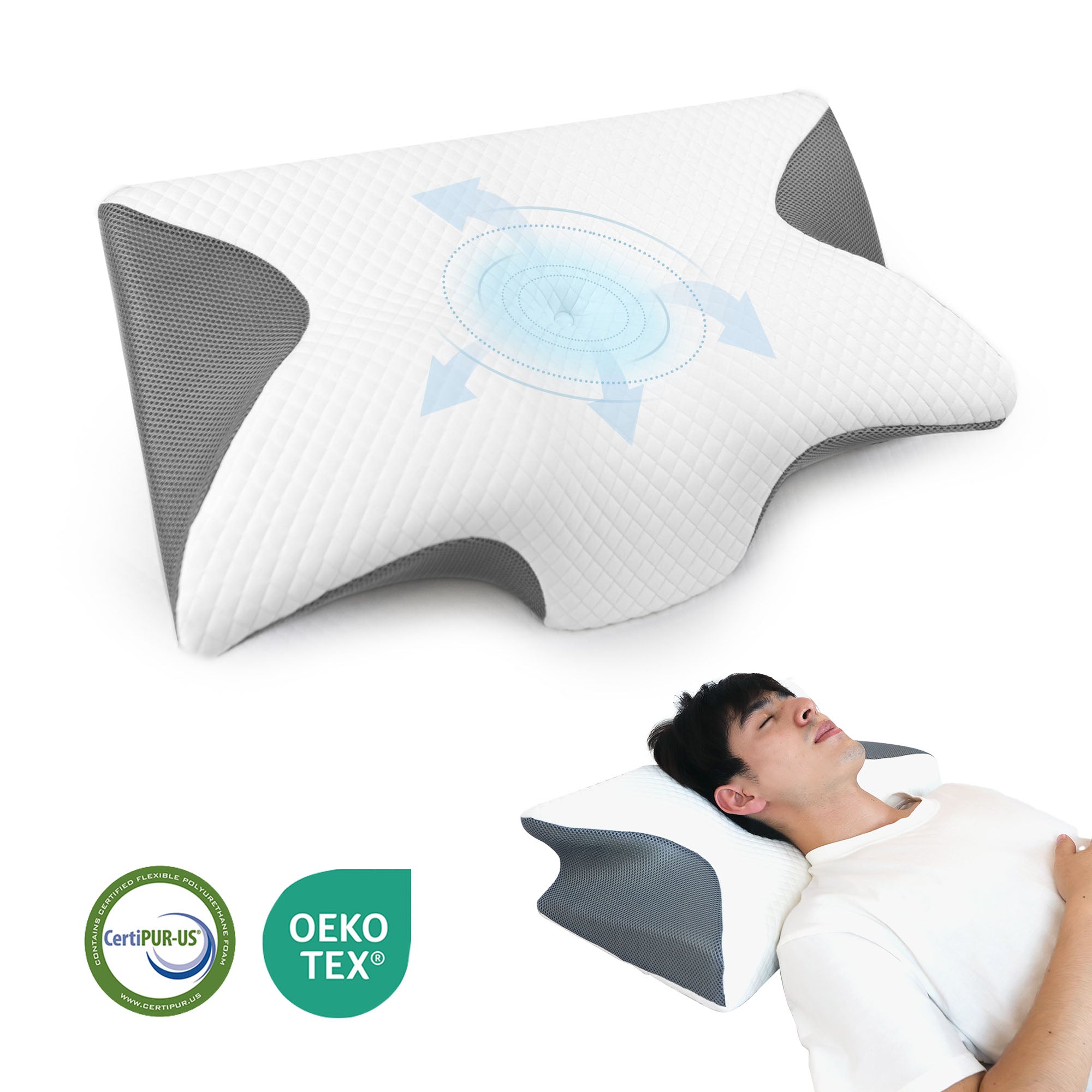 Blinddarm Cervical Neck Pillow for Pain Relief, Ergonomic Memory Foam Pillow Cooling Orthopedic Bed Pillows for Side Back Stomach Sleeper Sleepers