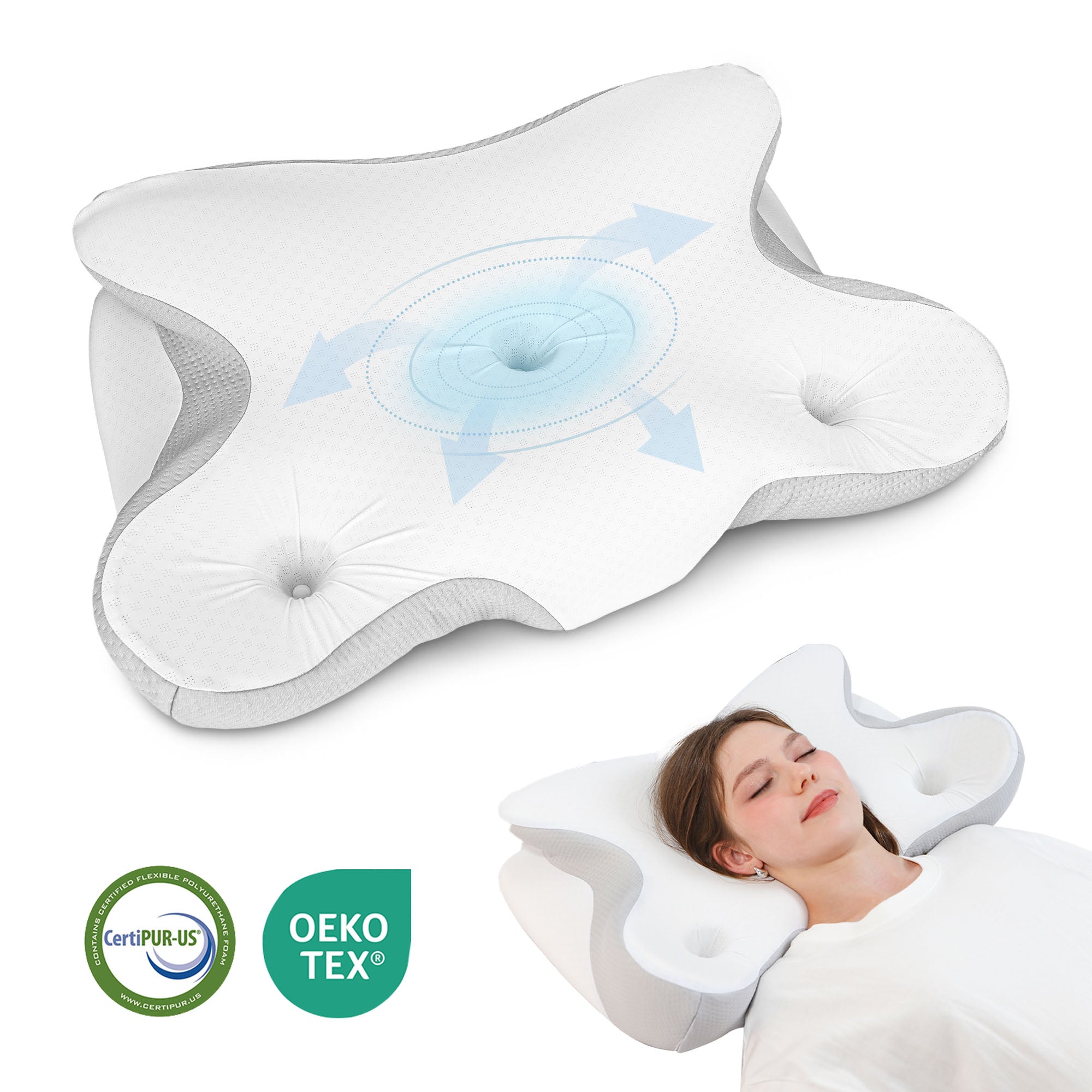 Blinddarm Cervical Neck Pillow for Pain Relief, Ergonomic Memory Foam Pillow Cooling Orthopedic Bed Pillows for Side Back Stomach Sleeper Sleepers