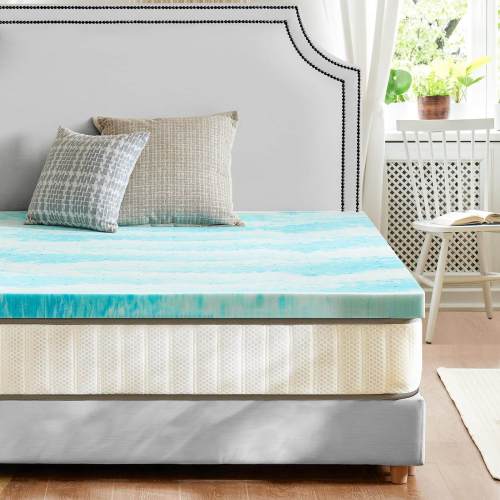 Blue and White Patterned Mattress Topper